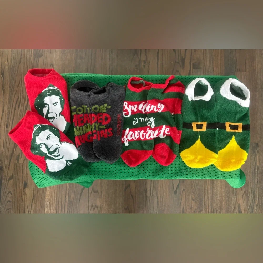 ELF MOVIE SOCKS | 4 Pairs | Christmas Holiday | Variety of Styles | Size 5-11